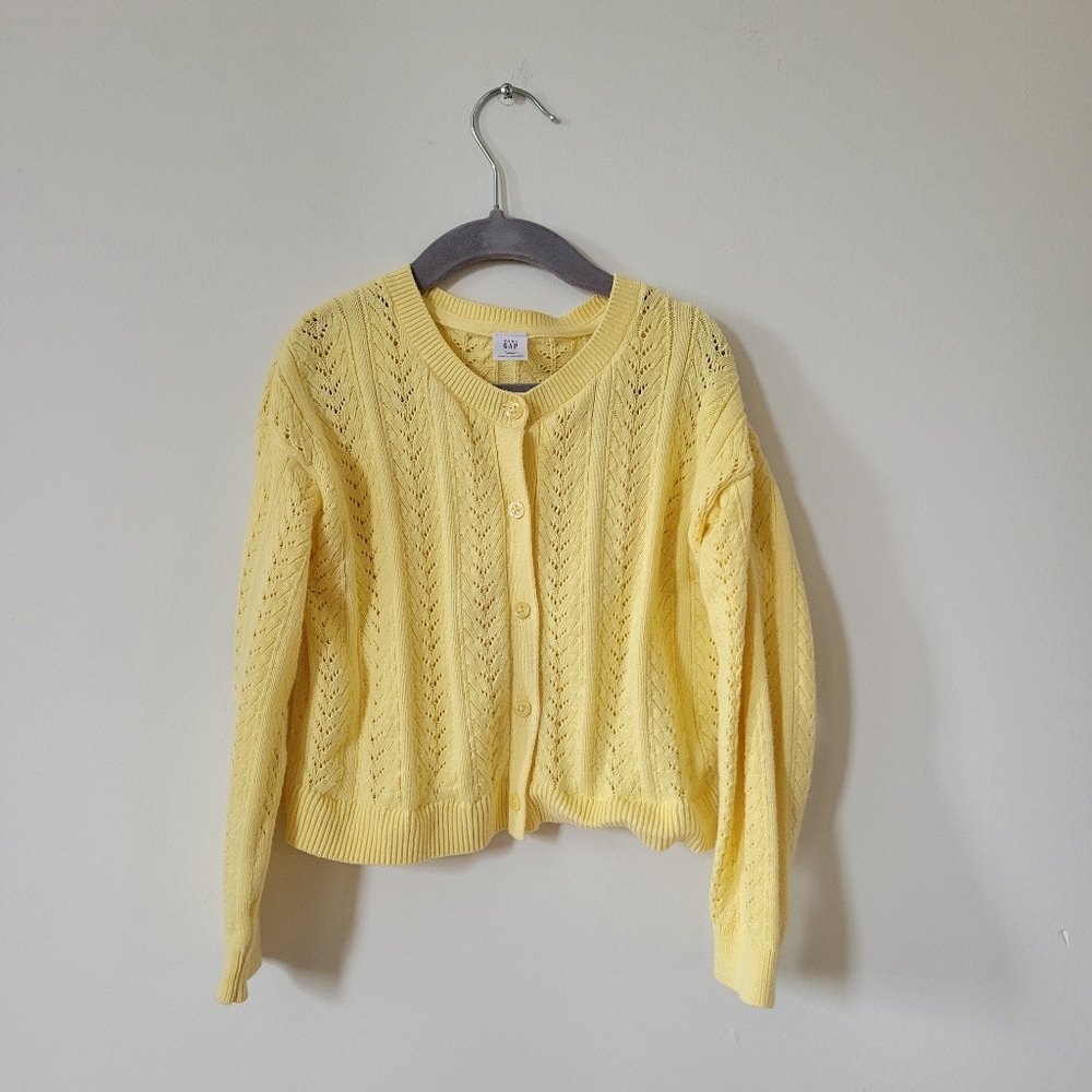 GAP Yellow Knit Button-Front Cardigan Sweater